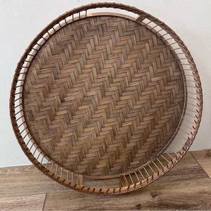 16 inch Boho Wicker Tray Basket